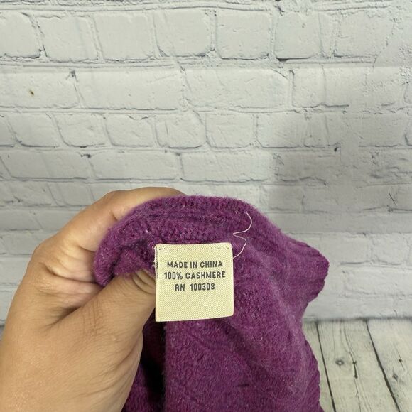 Cashemere Sweater XXL Purple Cable Knit Classic Preppy Pullover Dark Academia - Picture 4 of 15